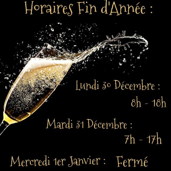 Horaires Nouvel An !!