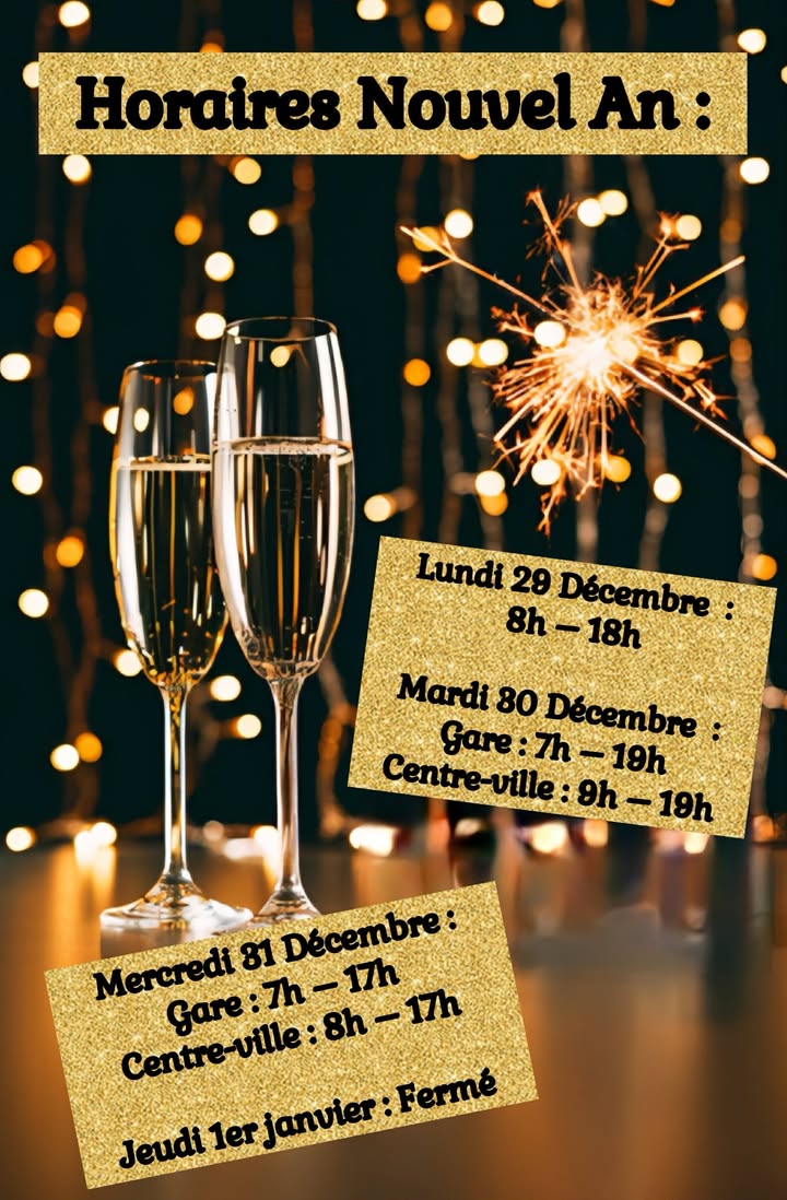 HORAIRES DE FÊTES – NOUVEL AN